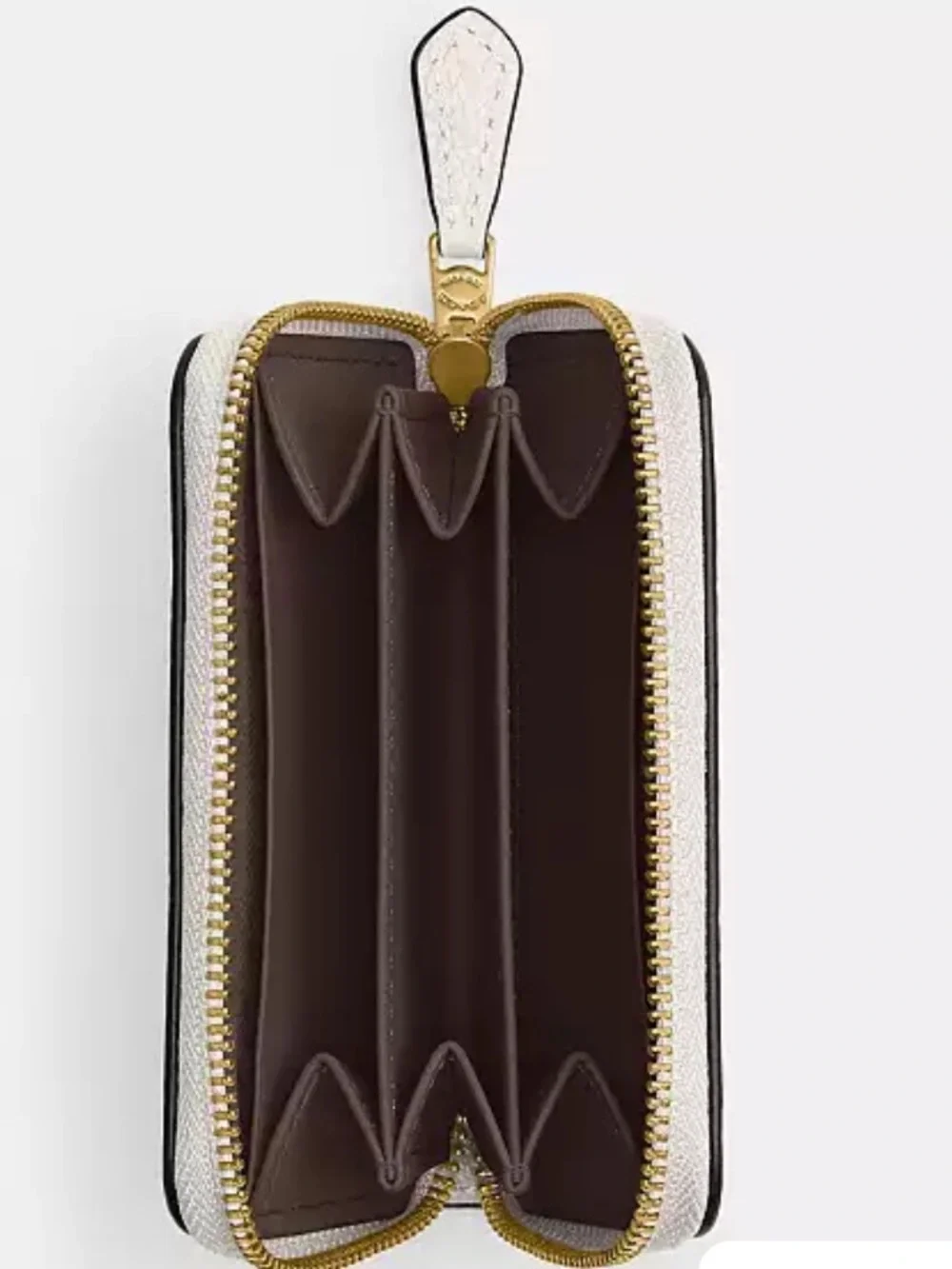 Coach Essential Small Zip-Around Card Case in Chalk with Gold Hardware